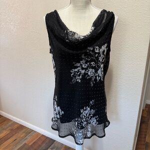 89th & Madison Black and White Floral Blouse - Size XL - NWT